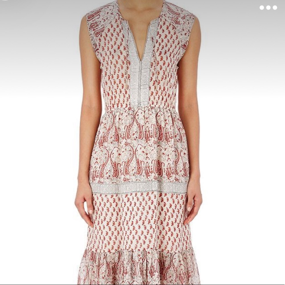 Ulla Johnson Red and White Midi Dress